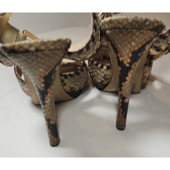 MICHAEL KORS Snakeskin Leather Womens Platform Strappy Heels Jet Set 6 Size 7.5 - Picture 5 of 9